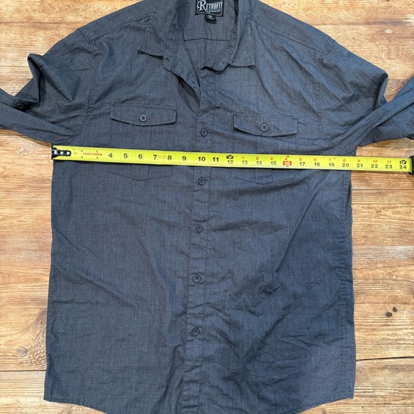 Retrofit Cotton Blend Collared Button Down Long Sleeve Gray Shirt Men’s M NWOT - Picture 5 of 10